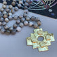 Agate Chakana Cross Mala Bead Necklace