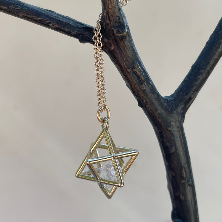 Merkaba Star Necklace with Herkimer Diamond