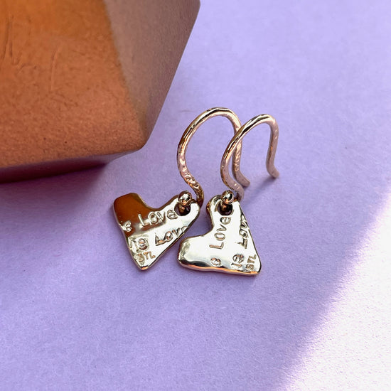 Fairmined 14kt Solid Gold Show The Love Heart Dangle Earrings
