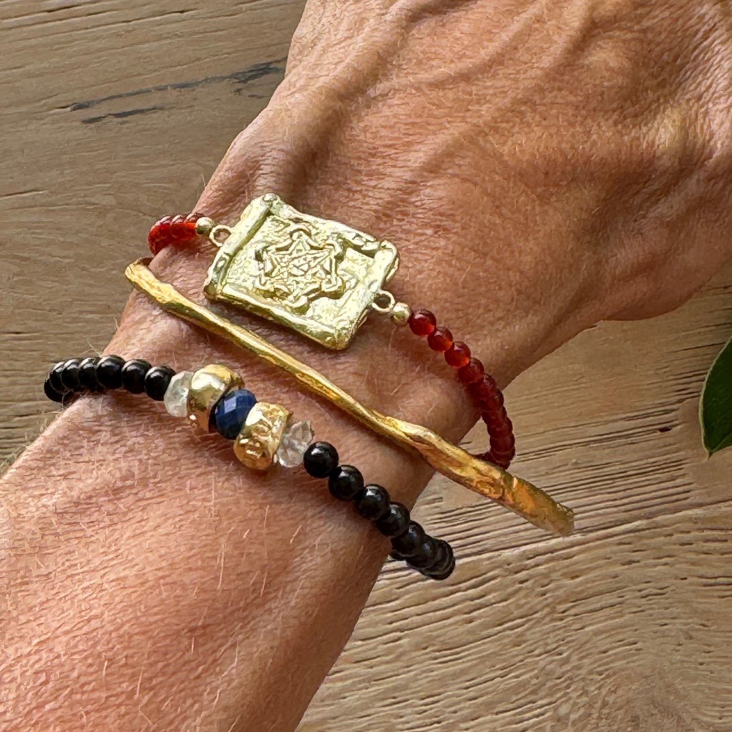 Black Tourmaline, Lapis &amp; Aquamarine Ubuntu Bracelet