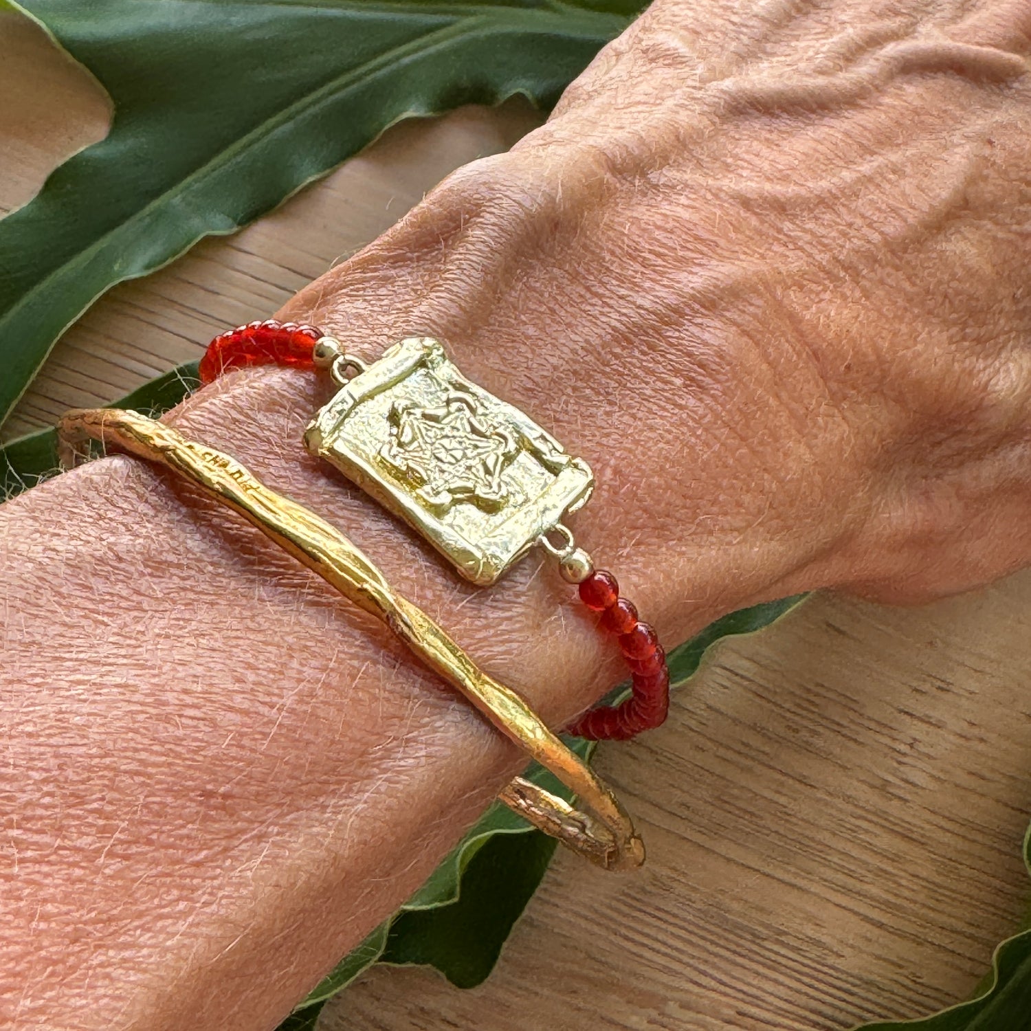 Beaded Metatron Bracelet Gold Brass