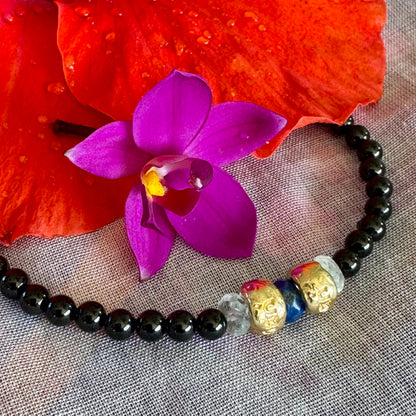 Black Tourmaline, Lapis &amp; Aquamarine Ubuntu Bracelet