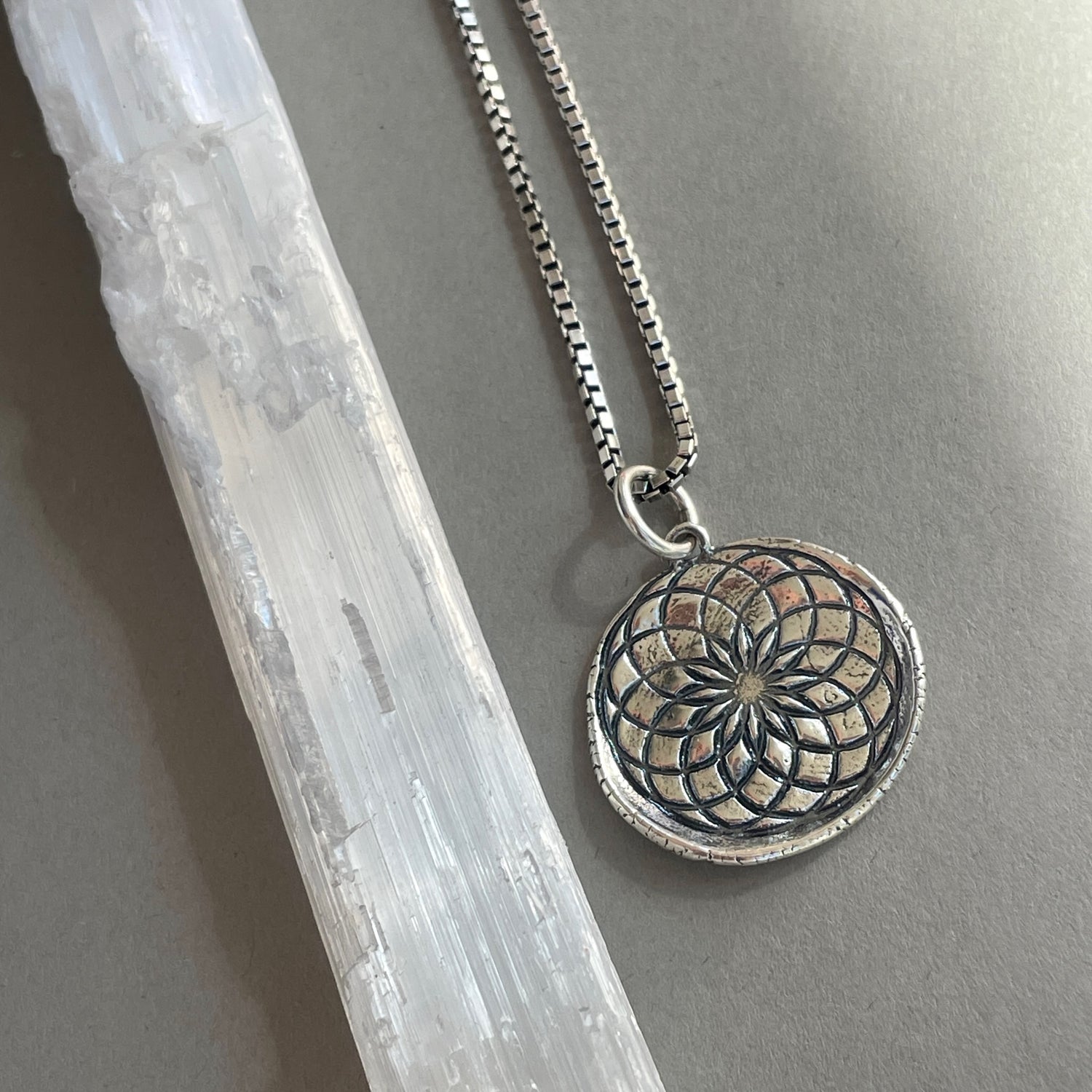 Silver Flower of The Universe Pendant Necklace