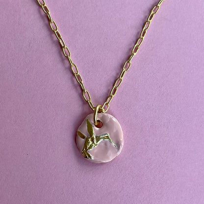 Om Joy Hummingbird Enamel Necklace