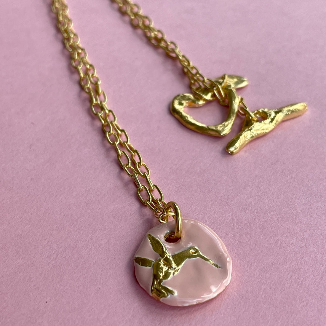 Om Joy Hummingbird Enamel Necklace