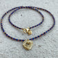 Harmony Beads Necklace - Garnet & Lapis with Gold and Silver Sacred Heart Charm